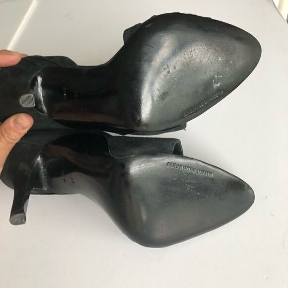 ALEXANDER WANG MAJA PUMPS BLACK SUEDE DRAPED HEEL - Picture 6 of 8